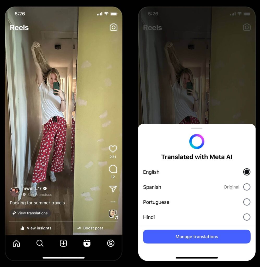 como colocar tardução no Instagram Reels