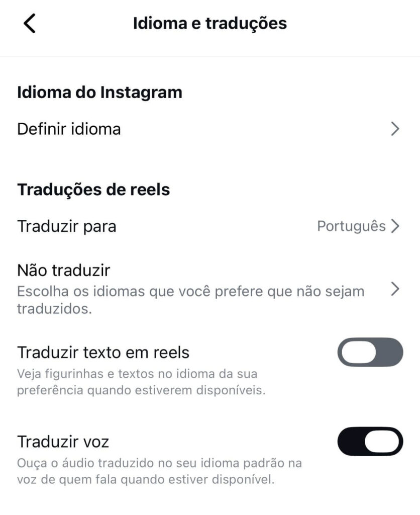 Como remover tradução no Instagram