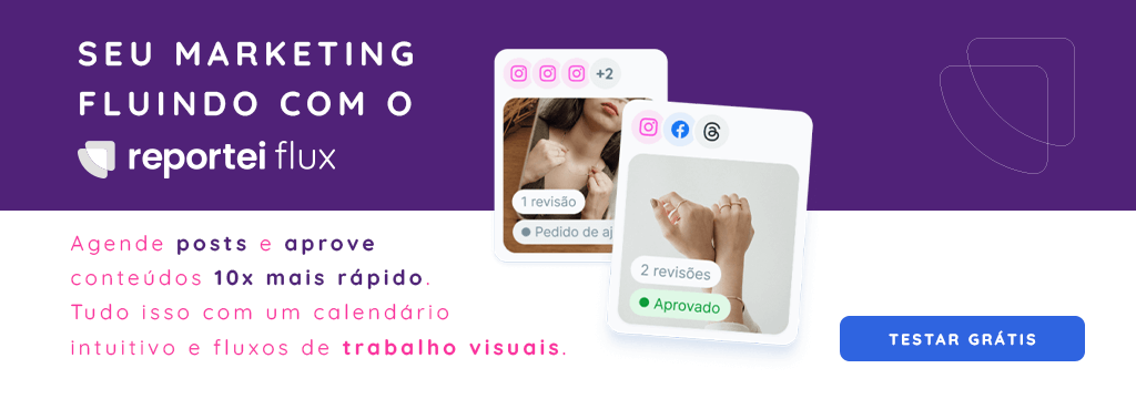 Banner de teste grátis do Reportei Flux