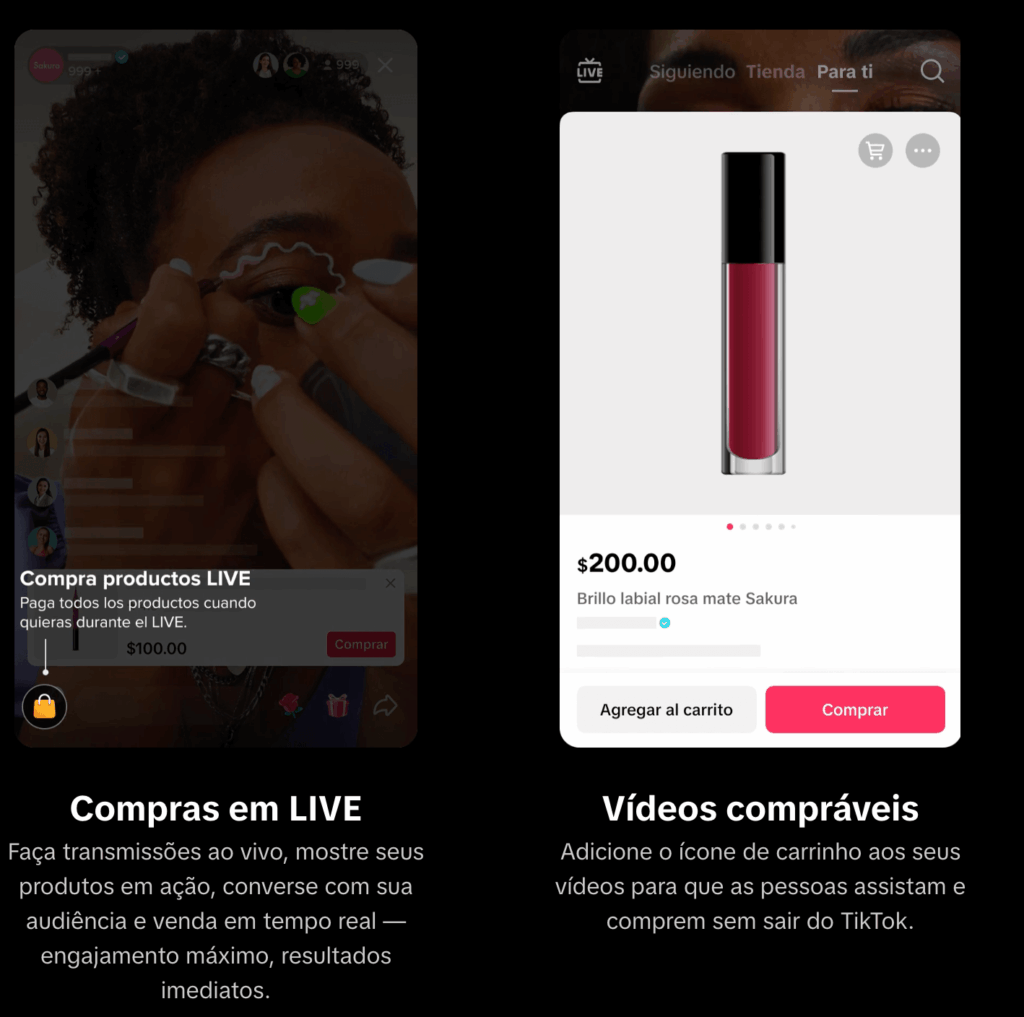 Exemplo de social commerce no TikTok Shop