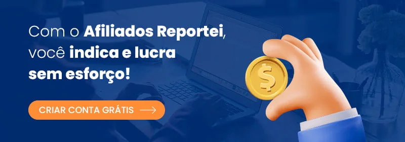 Banner para cadastro no programa de afiliados do Reportei