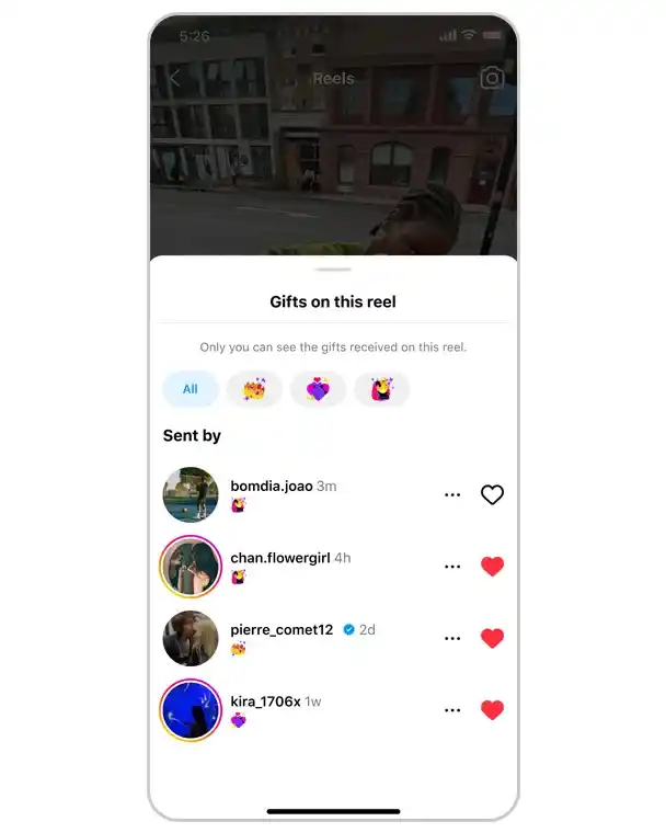 Tela de celular mostrando como monetizar no Instagram via Presentes